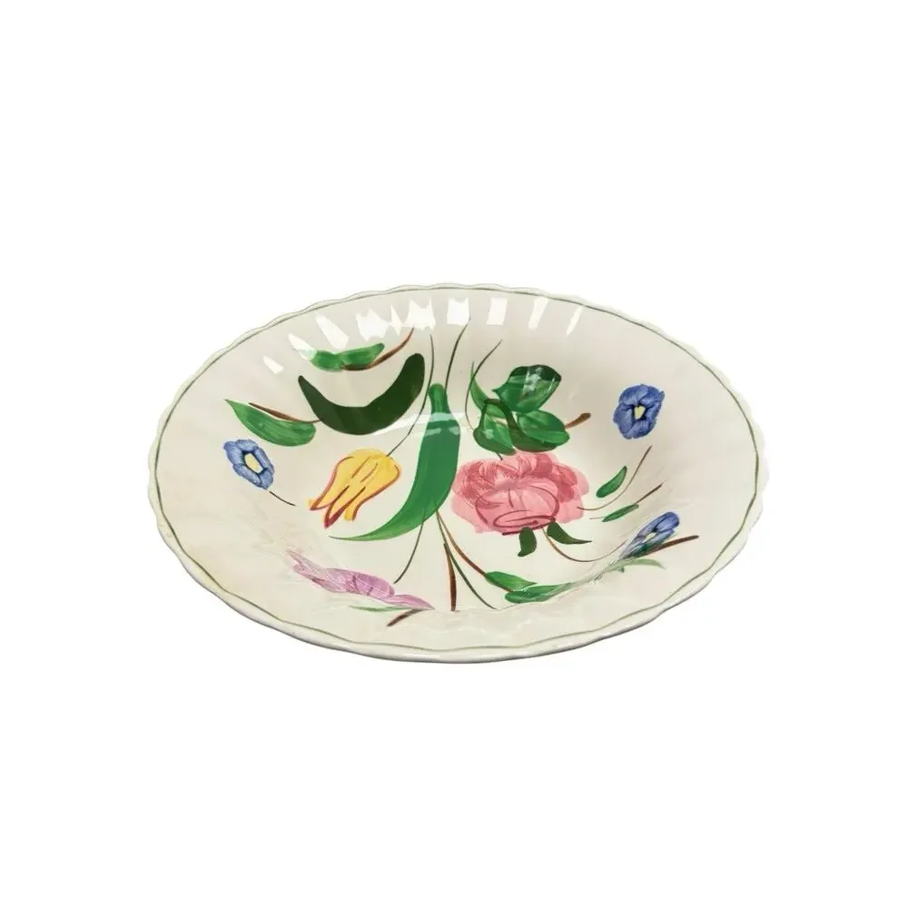 Vintage Blue Ridge Southern Potteries 9in Hand Painted Floral Bowl Numbered